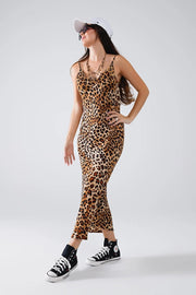 Leopard Print Midi Slip Dress-Dress-Q2-S-Brown-Urbanheer