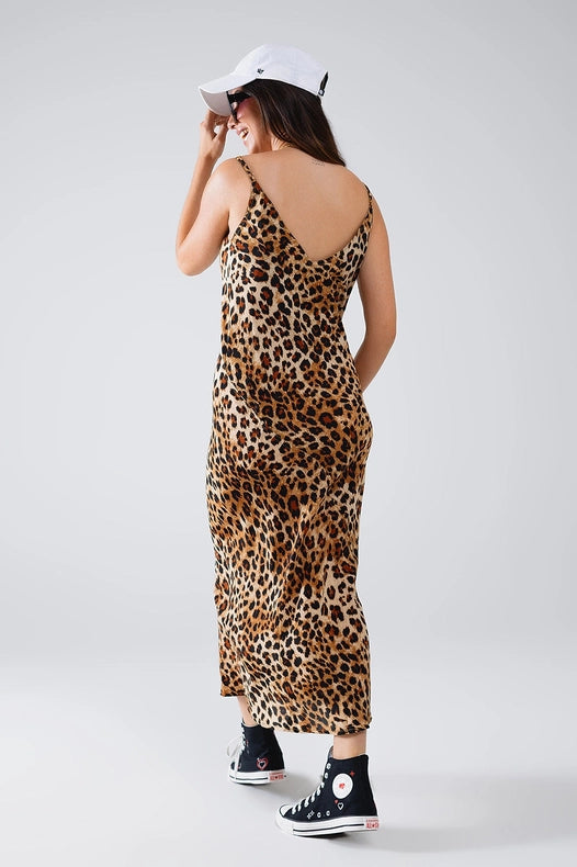 Leopard Print Midi Slip Dress-Dress-Q2-S-Brown-Urbanheer