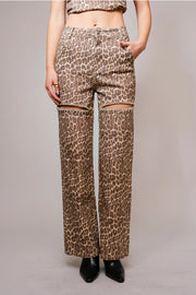 Leopard Print Rhinestone Cutout Jeans-Jeans-Blue B-S-LEOPARD-Urbanheer
