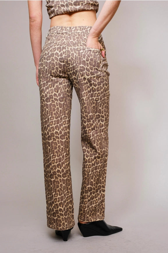 Leopard Print Rhinestone Cutout Jeans-Jeans-Blue B-S-LEOPARD-Urbanheer