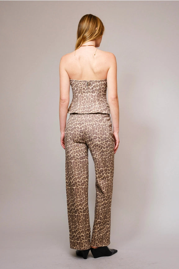 Leopard Print Rhinestone Cutout Jeans-Jeans-Blue B-S-LEOPARD-Urbanheer