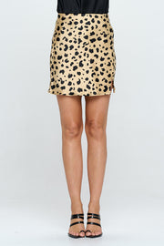 Leopard Print Satin Mini Skirt with Slit-Skirts-Reneecollection-Urbanheer
