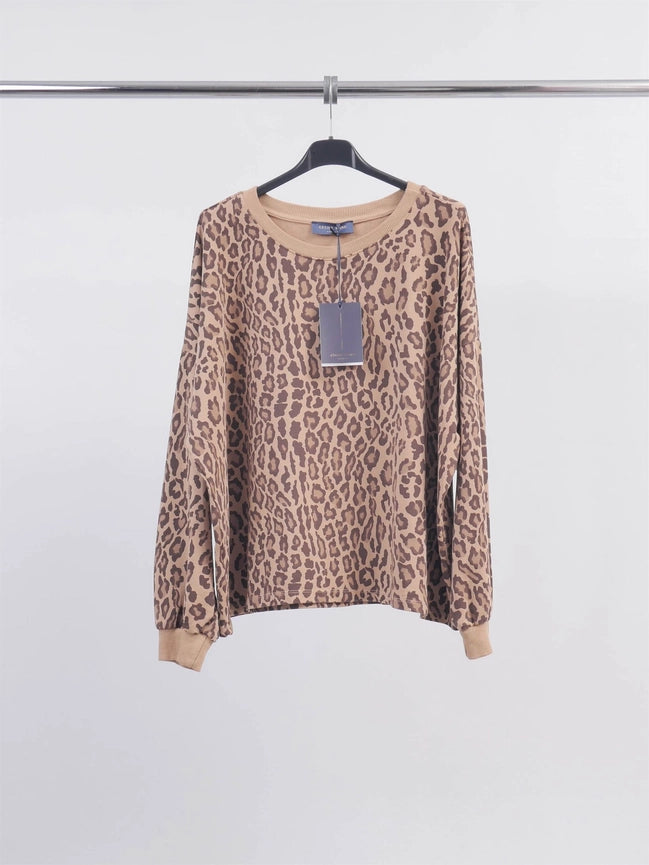 Leopard Print Sweatshirt-Sweatshirt-Cecile Wang-Camel-Urbanheer