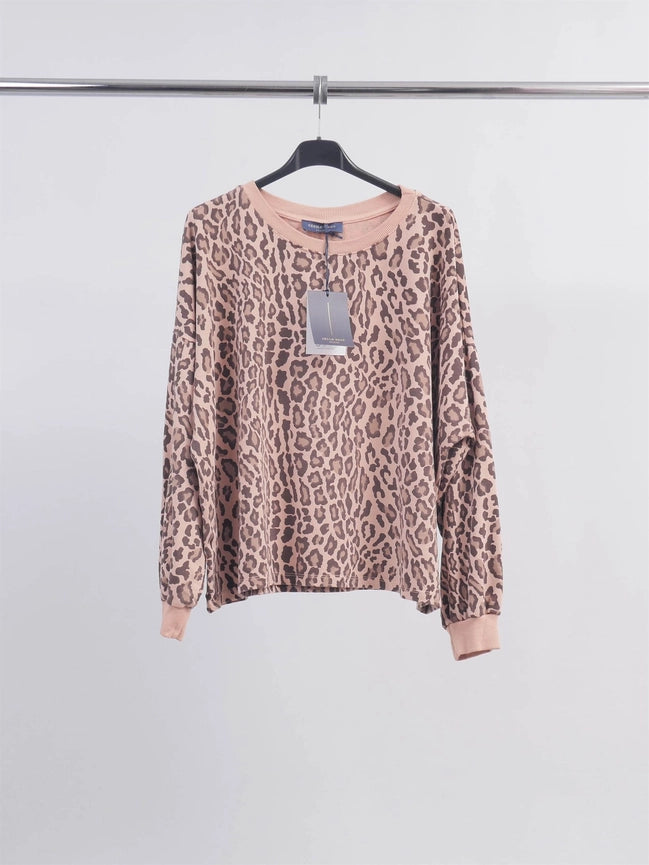 Leopard Print Sweatshirt-Sweatshirt-Cecile Wang-Pink-Urbanheer
