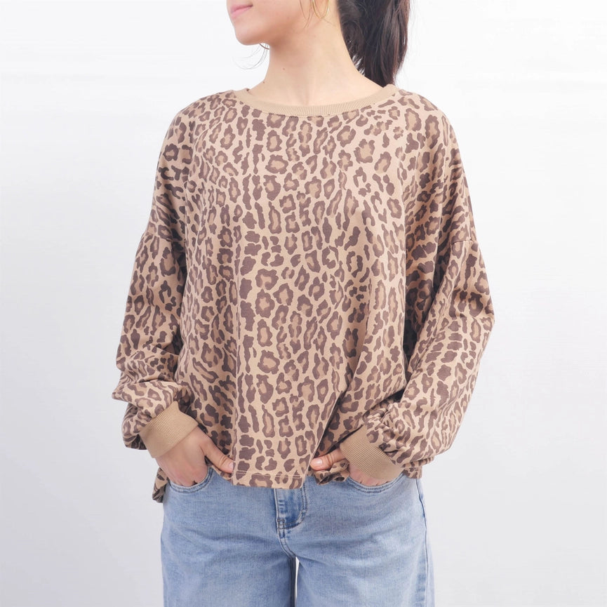 Leopard Print Sweatshirt-Sweatshirt-Cecile Wang-Camel-Urbanheer