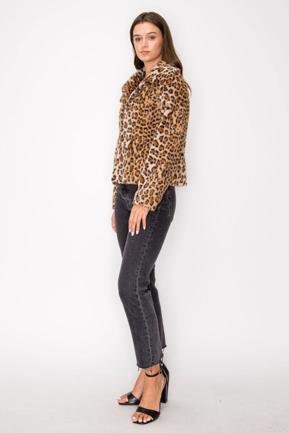 Leopard Printed Faux Fur Collared Jacket-Jacket-Edit by Nine-S-Leopard-Urbanheer