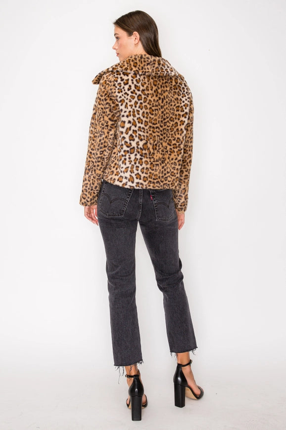 Leopard Printed Faux Fur Collared Jacket-Jacket-Edit by Nine-S-Leopard-Urbanheer