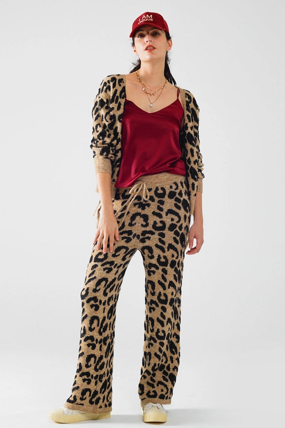 Leopard Printed Long Sleeve Cardigan with Bows Detail-Cardigan-Q2-OS-Brown-Urbanheer