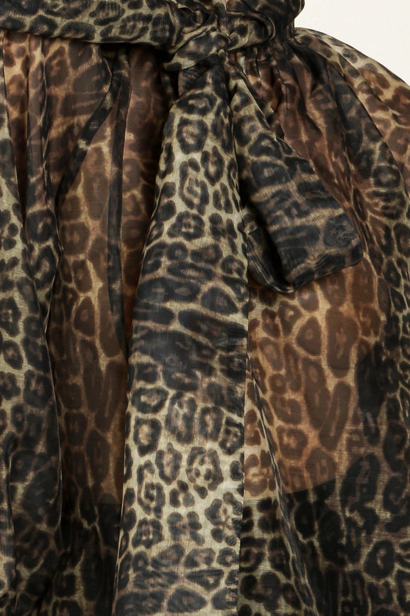 Leopard Printed Volume Bowtie Chiffon Blouse-Blouse-Beulah Style-S-Leopard-Urbanheer