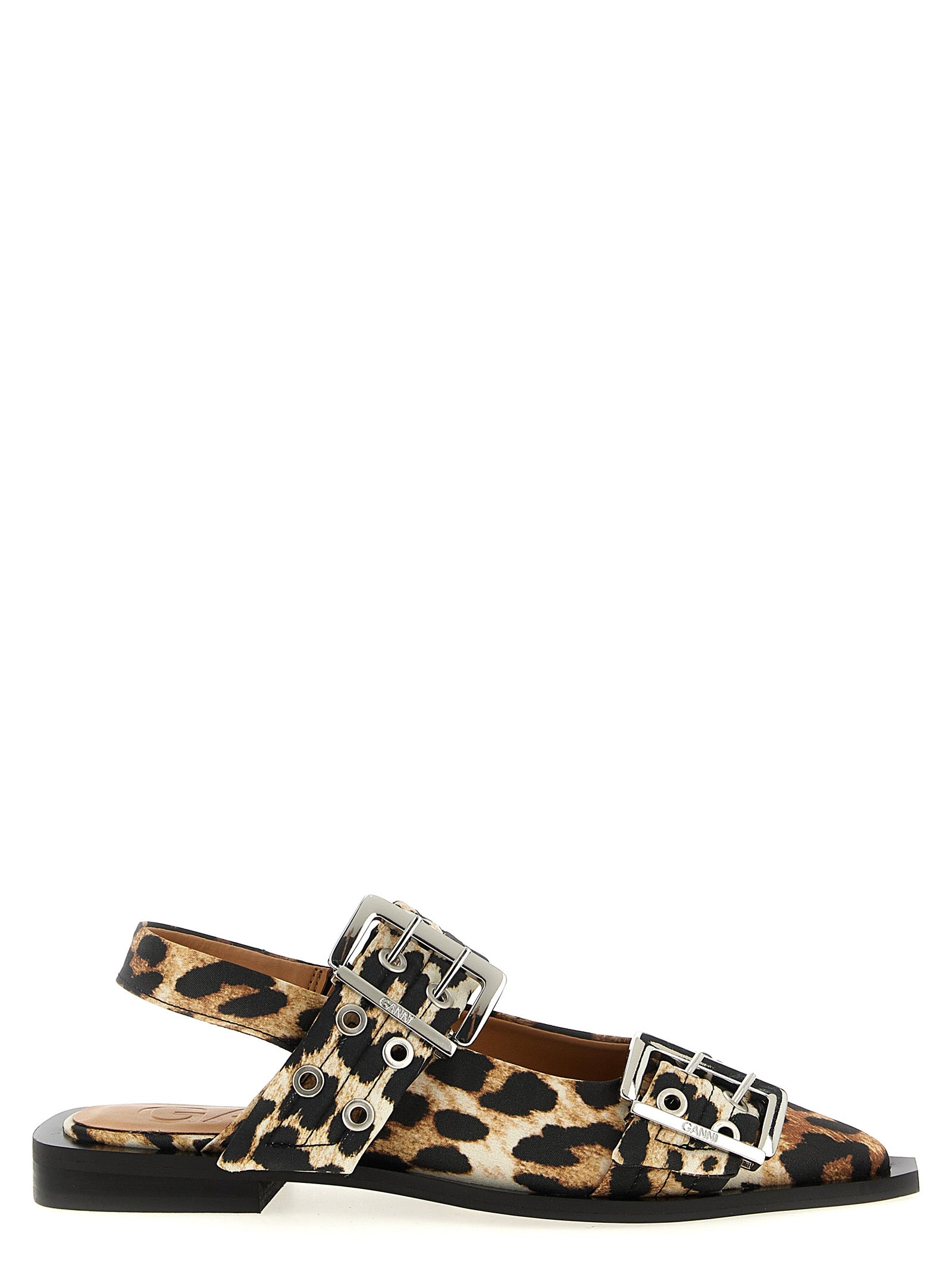 Leopard Satin Buckle Slingbacks