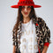Leopard Shirt with Red Button Placket and Red Sleeves Detail-Shirt-Q2-S-Brown-Urbanheer
