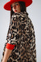 Leopard Shirt with Red Button Placket and Red Sleeves Detail-Shirt-Q2-S-Brown-Urbanheer