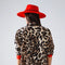 Leopard Shirt with Red Button Placket and Red Sleeves Detail-Shirt-Q2-S-Brown-Urbanheer