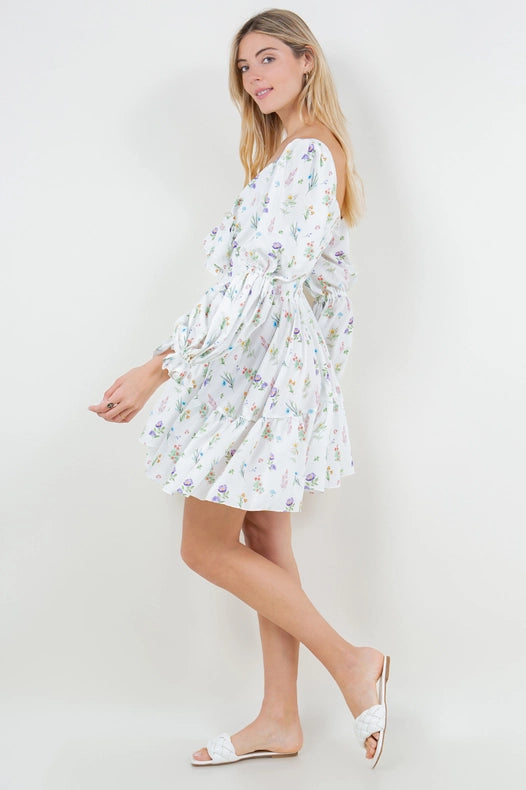 Lexi Dress-Dress-Betsy Moss-XS-White Print-Urbanheer