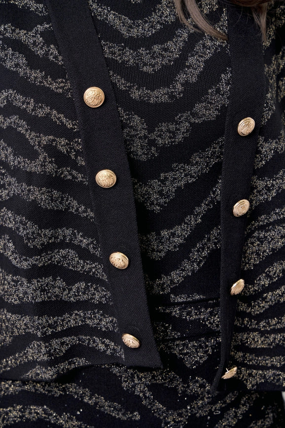 Lia Knit Metallic Animal Print 3 Pc Set BLACK-Set-RIVIR-S-Urbanheer