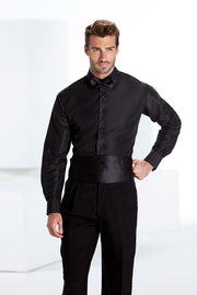 "Lido" Black Laydown Tuxedo Slim Fit Shirt-Mens Shirts-Tux-USA-L-38-39-Black-Urbanheer
