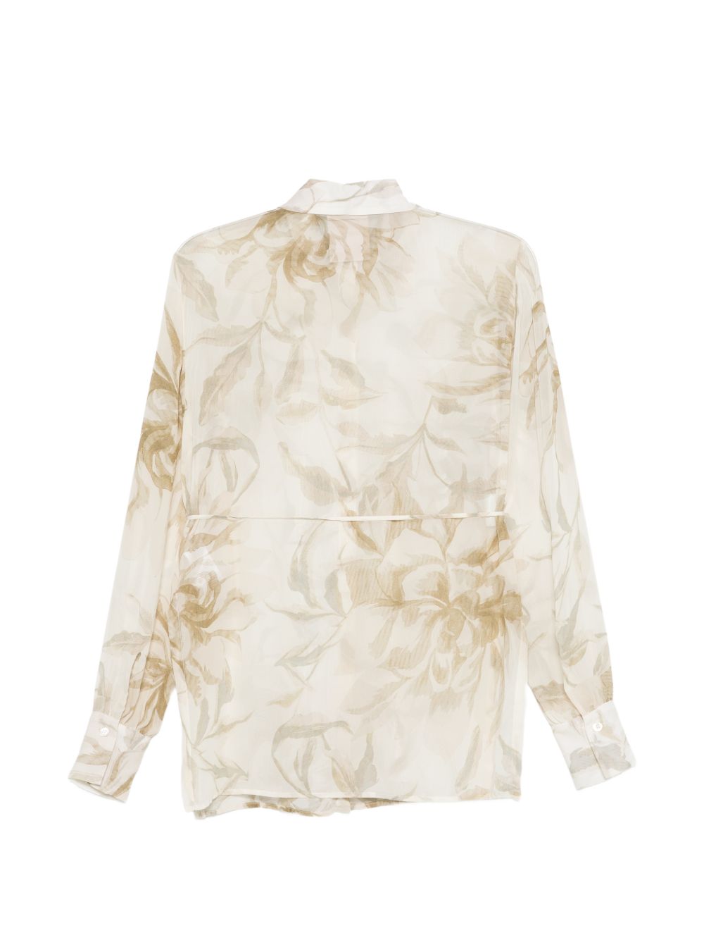 Light Beige Floral Tie-Waist Shirt for Comfort