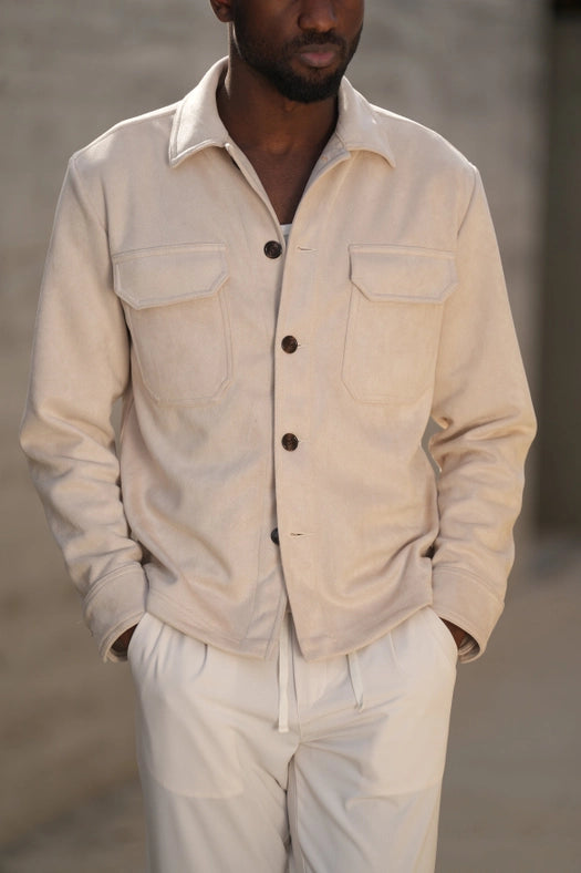 Light Beige Suede Outershirt-Coat-DONATO-S-Urbanheer