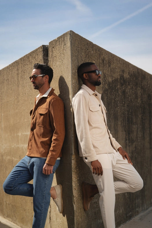 Light Beige Suede Outershirt-Coat-DONATO-S-Urbanheer