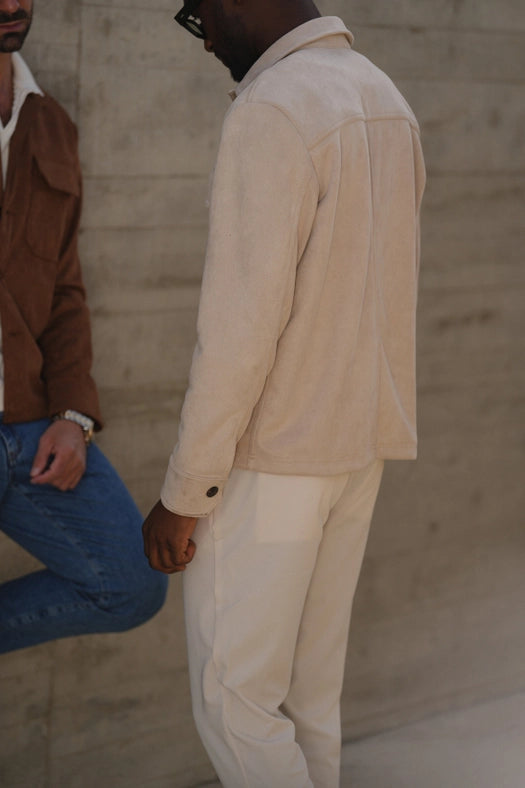 Light Beige Suede Outershirt-Coat-DONATO-S-Urbanheer