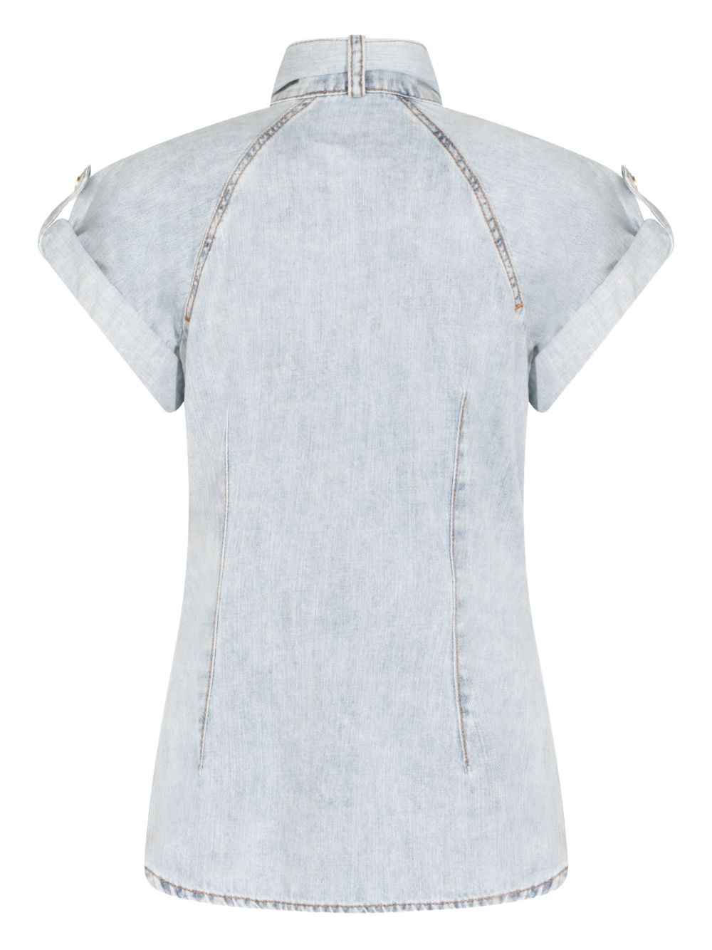 Light Blue Denim Tie-Detail Summer Top