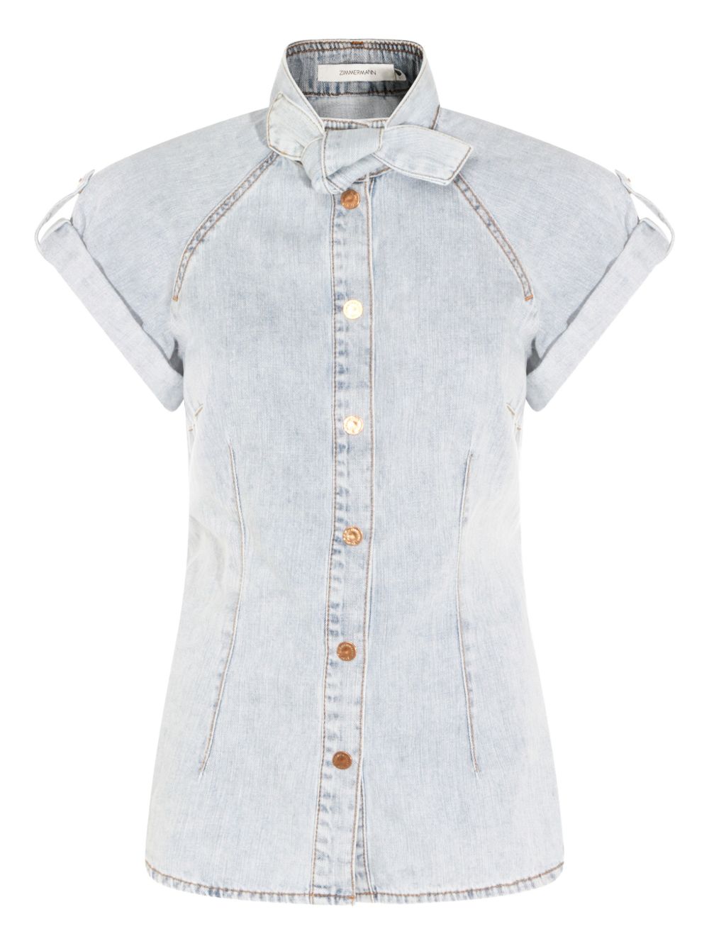 Light Blue Denim Tie-Detail Summer Top