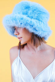 Light Blue Eco Bamboo Faux Fur Bucket Hat-Hats-Buy Me Fur Ltd-One Size-Light Blue-Faux Fur-Urbanheer