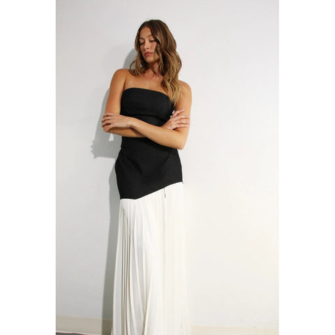 Light Denim Top and Pleated Slit Skirt Set DARK DENIM-Set-Mulla-S-LIGHT DENIM-Urbanheer