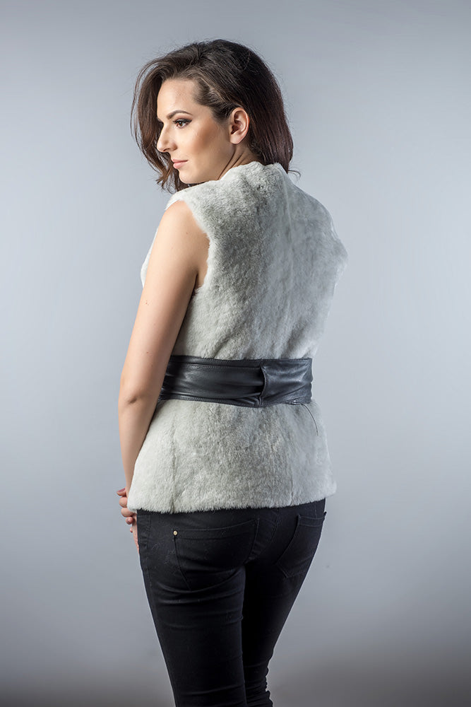 Light Gray Reversible Natural Nappa Sheepskin Fur Vest-Fur Vests & Gilets-Buy Me Fur Ltd-Gray-S-Genuine Merino Shearling Fur-Urbanheer