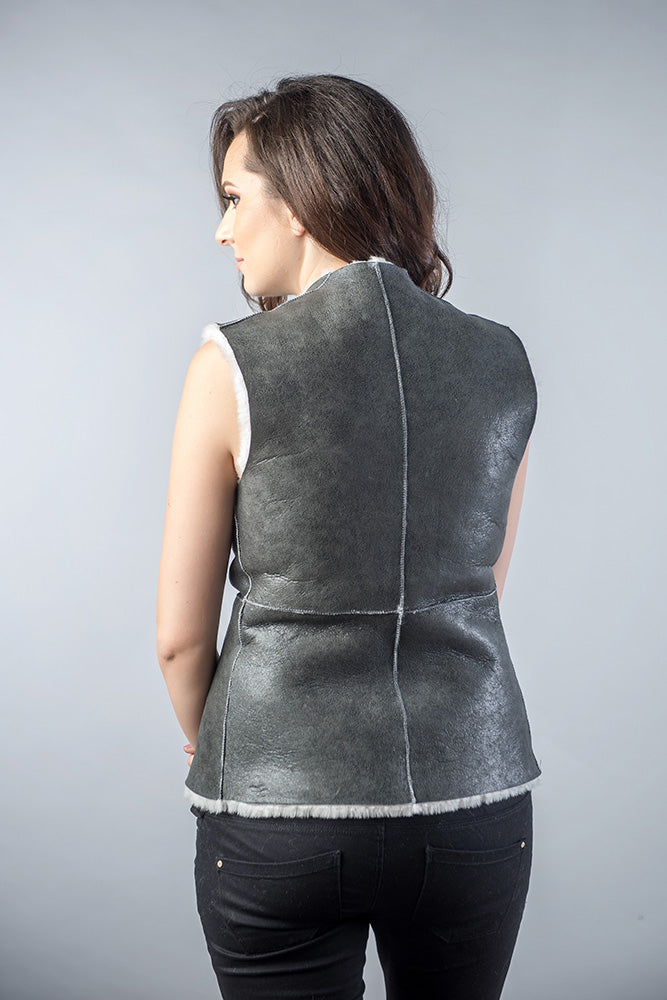 Light Gray Reversible Natural Nappa Sheepskin Fur Vest-Fur Vests & Gilets-Buy Me Fur Ltd-Gray-S-Genuine Merino Shearling Fur-Urbanheer