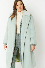 Light Green Faux Fur Midi Shaved Shearling Coat-Faux Fur Coats-Buy Me Fur Ltd-S-M-Light Green-Faux Fur-Urbanheer