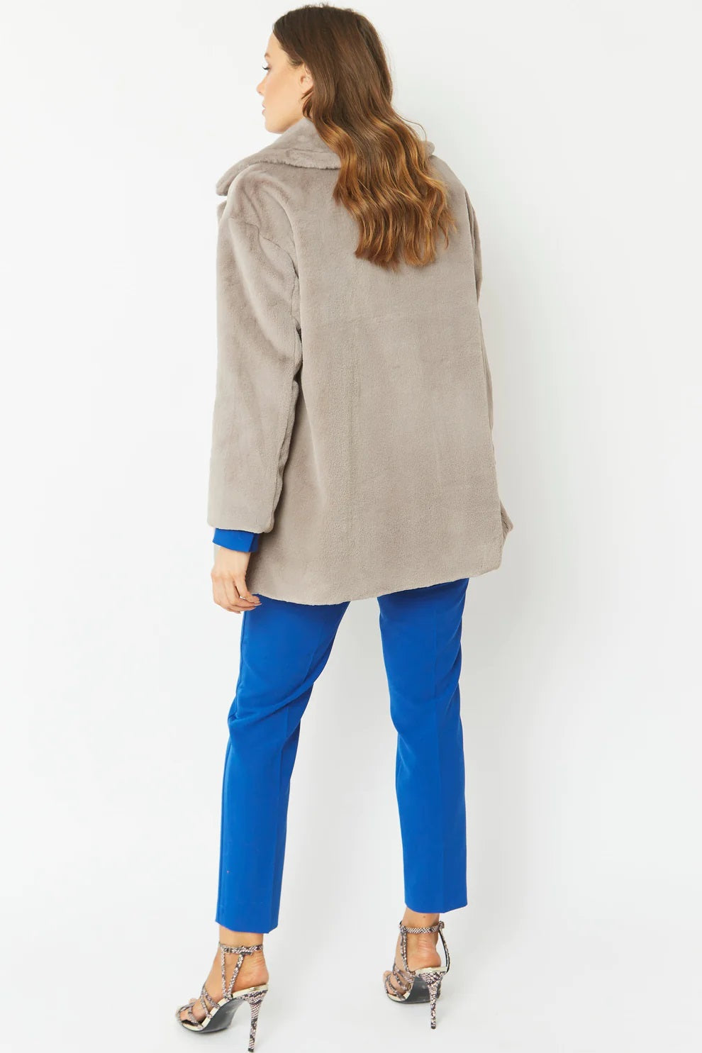 Light Grey Faux Fur Midi Coat-Faux Fur Coats-Buy Me Fur Ltd-One Size-Light Grey-Faux Fur-Urbanheer