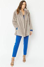 Light Grey Faux Fur Midi Coat-Faux Fur Coats-Buy Me Fur Ltd-One Size-Light Grey-Faux Fur-Urbanheer