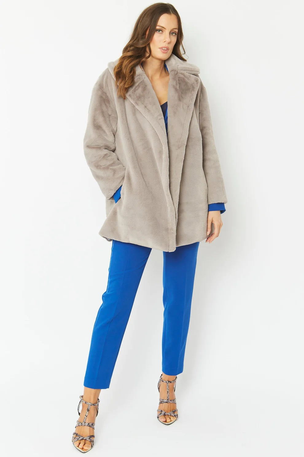 Light Grey Faux Fur Midi Coat-Faux Fur Coats-Buy Me Fur Ltd-One Size-Light Grey-Faux Fur-Urbanheer