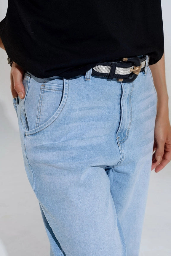 Light Was Mom Jeans Wih Side Pockets-Jeans-Q2-XS-Blue-Urbanheer