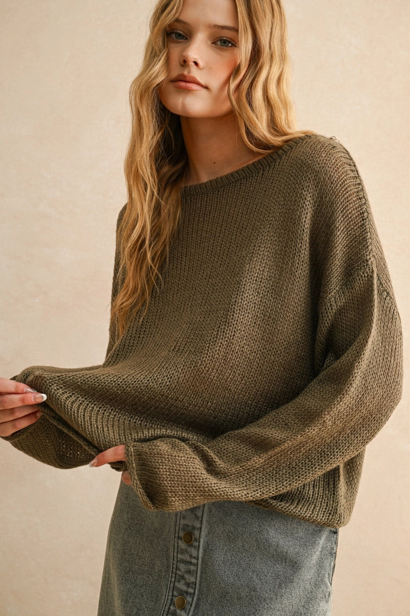 Light Weight Long Sleeve Knitted Top