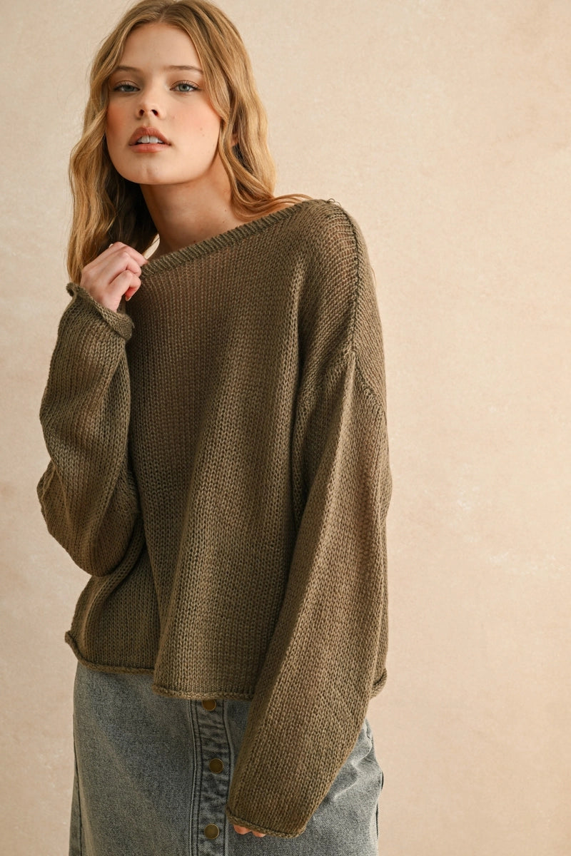 Light Weight Long Sleeve Knitted Top