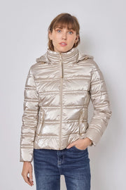 Light and Shiny Down Jacket with hood BEIGE-Puffer Jackets-Frime-S-BEIGE-Urbanheer