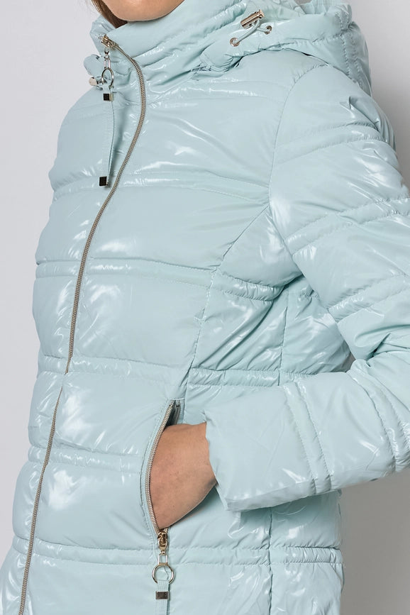 Light and Shiny Down Jacket with hood SKY BLUE-Puffer Jackets-Frime-S-SKY BLUE-Urbanheer