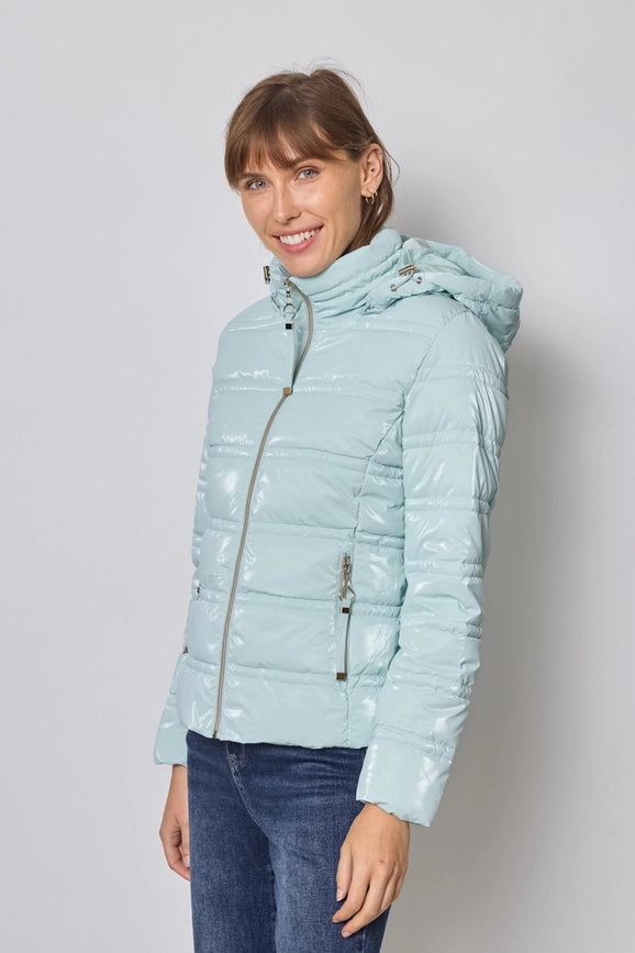 Light and Shiny Down Jacket with hood SKY BLUE-Puffer Jackets-Frime-S-SKY BLUE-Urbanheer