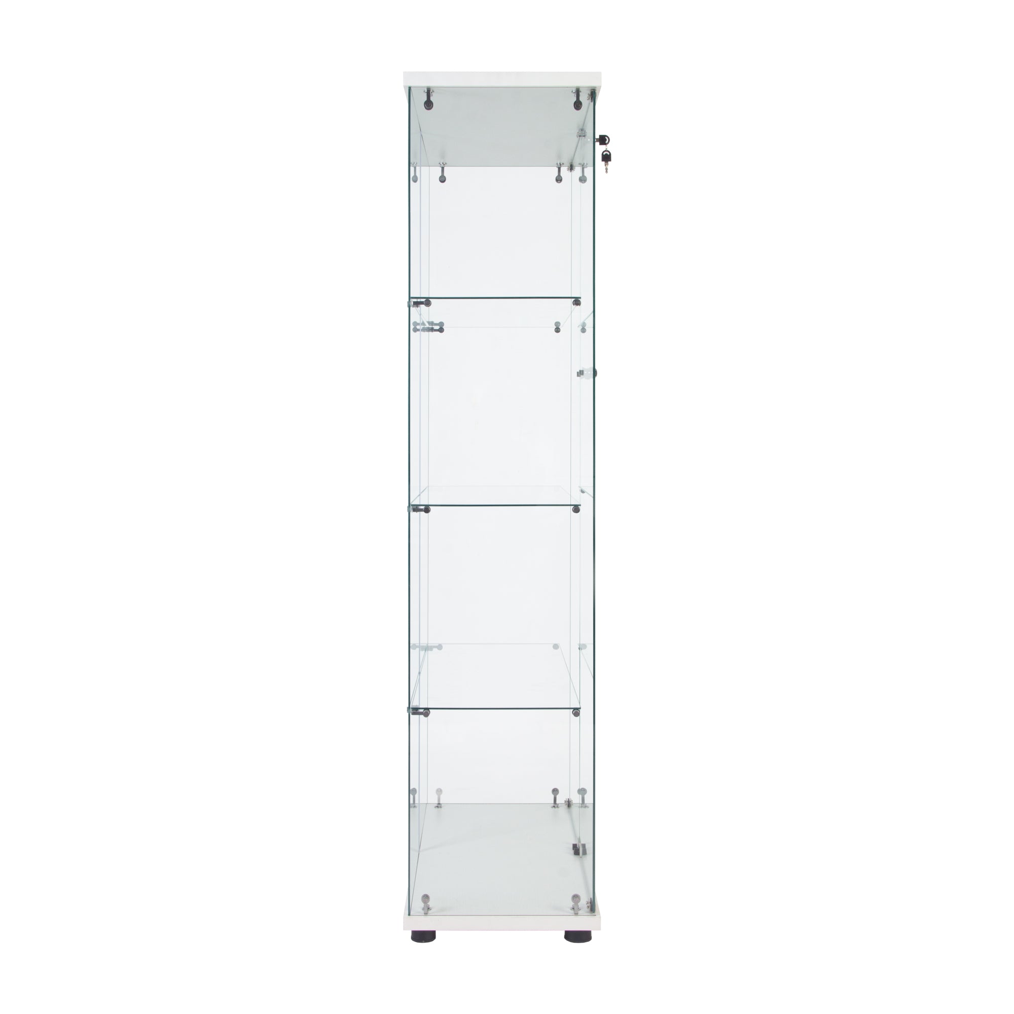 Lighted Two Door Glass Cabinet Glass Display Cabinet with 4 Shelves, White-UH Decor-Default-Urbanheer