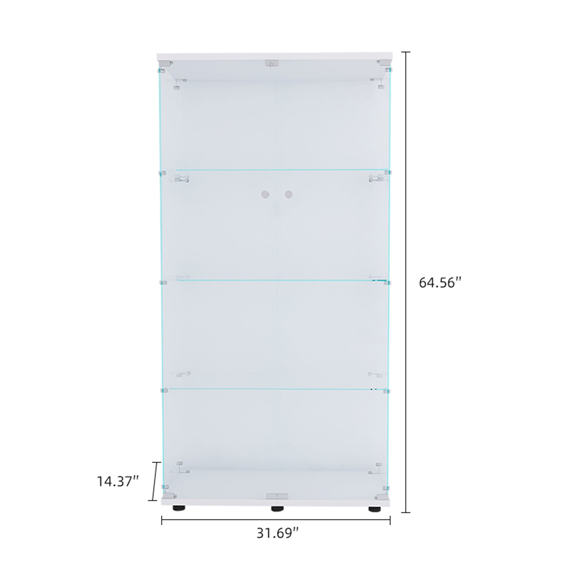 Lighted Two Door Glass Cabinet Glass Display Cabinet with 4 Shelves, White-UH Decor-Default-Urbanheer