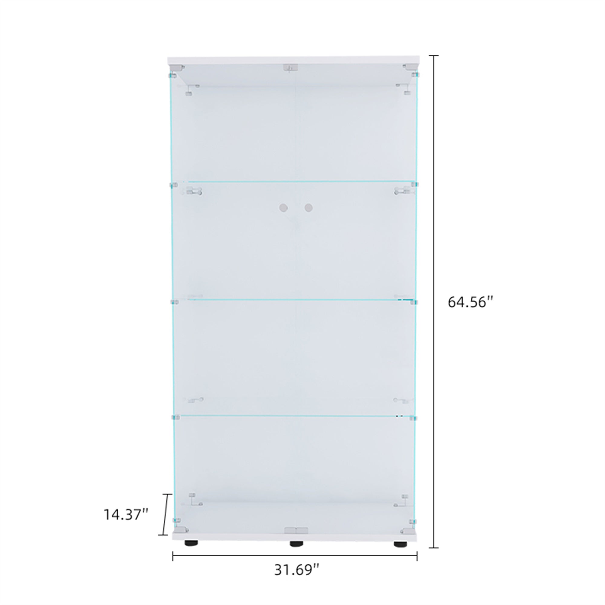 Lighted Two Door Glass Cabinet Glass Display Cabinet with 4 Shelves, White-UH Decor-Default-Urbanheer
