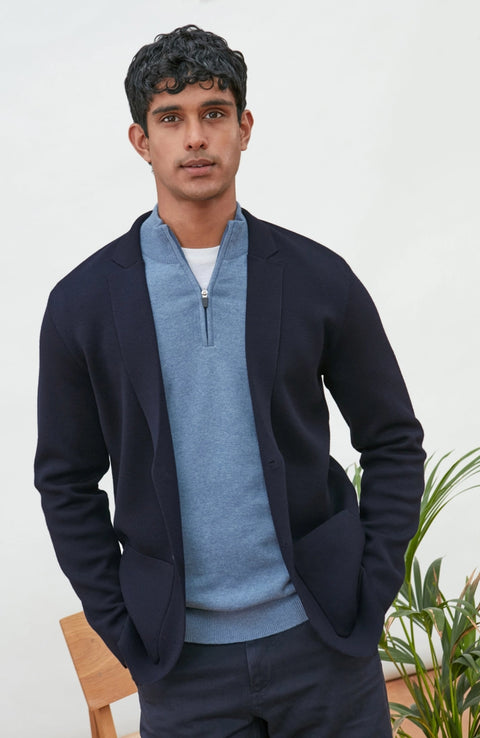 Lightweight Extra Fine Merino Wool Knitted Blazer