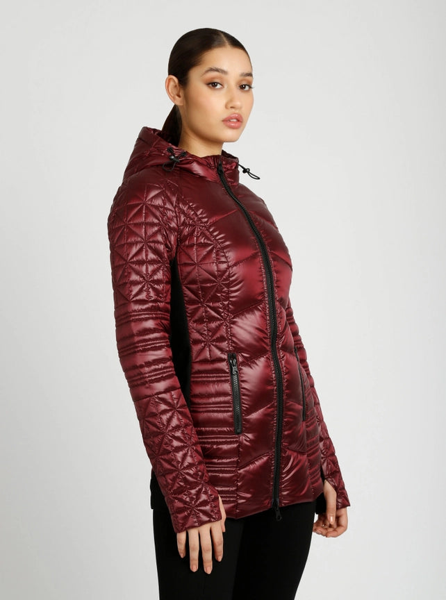 Lightweight Hooded Packable Mid Length Puffer Jls-Puffer Jacket-Blanc Noir-XS-Black-Urbanheer