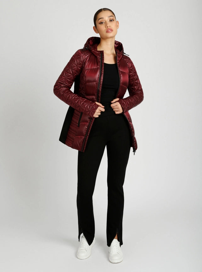 Lightweight Hooded Packable Mid Length Puffer Jls-Puffer Jacket-Blanc Noir-XS-Black-Urbanheer