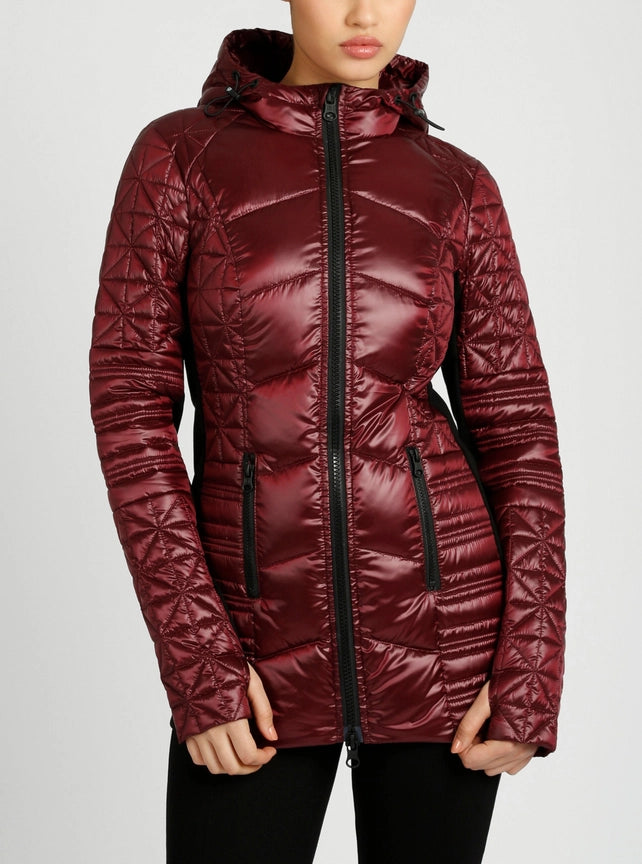 Lightweight Hooded Packable Mid Length Puffer Jls-Puffer Jacket-Blanc Noir-XS-OXBLOOD-Urbanheer