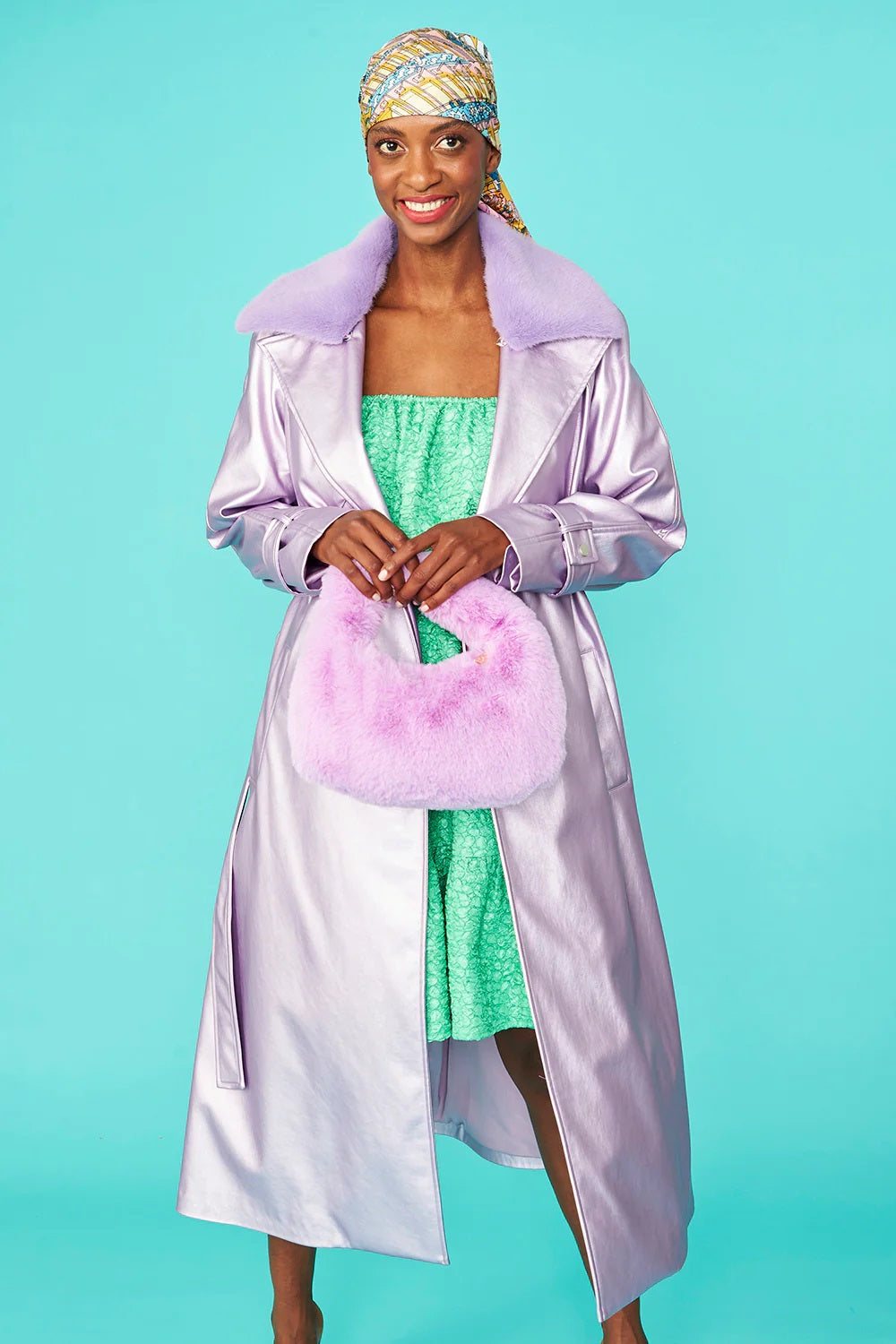 Lilac Faux Suede Metallic Maxi Trench Coat-Faux Leather Coats-Buy Me Fur Ltd-S-M-Lilac-Faux Leather-Urbanheer