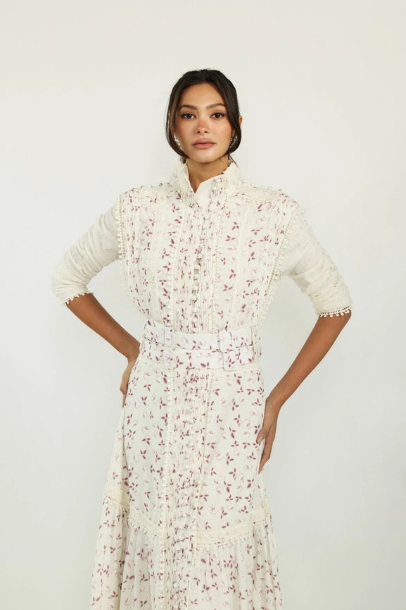 Lilac Petal Midi Belted Dress-Dress-Ellie Makir-XS-Urbanheer