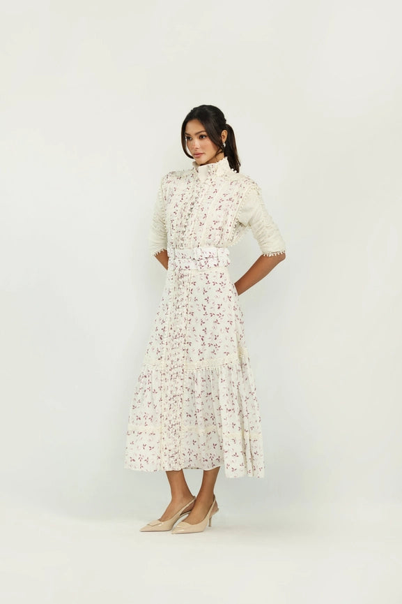 Lilac Petal Midi Belted Dress-Dress-Ellie Makir-XS-Urbanheer